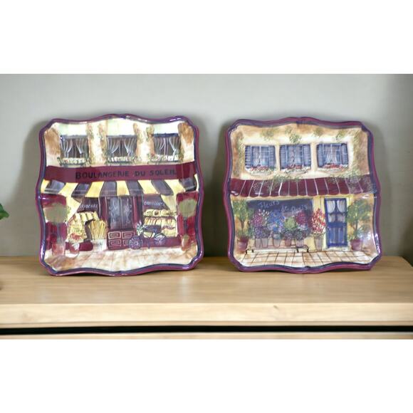 Certified International (2) Plates 9" Salad Kate McRostie Paris Scenes - Picture 2 of 3